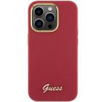 Carcasa Guess Silicone Script Metal Logo and Frame compatibila cu iPhone 15 Pro, Rosu 2 - lerato.ro