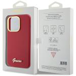 Carcasa Guess Silicone Script Metal Logo and Frame compatibila cu iPhone 15 Pro, Rosu 9 - lerato.ro
