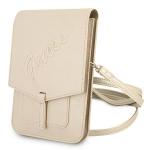 Geanta universala Guess Saffiano Script, 16 x 10 cm, 2 compartimente, Gold 3 - lerato.ro