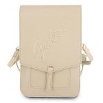 Geanta universala Guess Saffiano Script, 16 x 10 cm, 2 compartimente, Gold 2 - lerato.ro