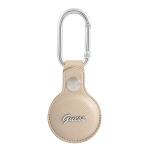 Husa de protectie Guess Saffiano Vintage Script compatibila cu Apple AirTag, Bej 2 - lerato.ro