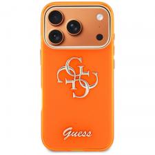 Carcasa Guess IML 4G Script Metal compatibila cu iPhone 17 Pro, Portocaliu