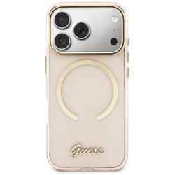 Carcasa Guess IML Script Metal compatibila cu iPhone 17 Pro Max, Roz