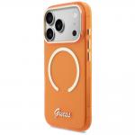 Carcasa Guess IML Script Metal cu MagSafe compatibila cu iPhone 17 Pro, Portocaliu 3 - lerato.ro