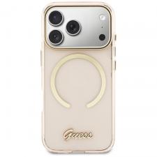 Carcasa Guess IML Script Metal cu MagSafe compatibila cu iPhone 17 Pro, Roz