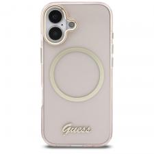 Carcasa Guess IML Script Metal compatibila cu iPhone 17 Pro, Roz