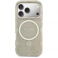 Husa Guess IML Peony Dot cu MagSafe compatibila cu iPhone 17 Pro, Bej