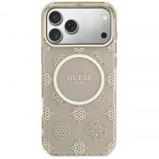 Husa Guess IML Peony Dot cu MagSafe compatibila cu iPhone 17 Pro Max, Bej