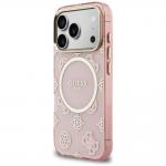 Husa Guess IML Peony Dot cu MagSafe compatibila cu iPhone 17 Pro, Roz 3 - lerato.ro