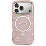 Husa Guess IML Peony Dot cu MagSafe compatibila cu iPhone 17 Pro, Roz 2 - lerato.ro