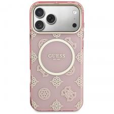 Husa Guess IML Peony Dot cu MagSafe compatibila cu iPhone 17 Pro Max, Roz