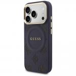 Husa Guess Peony Hot Stamp cu MagSafe compatibila cu iPhone 17 Pro, Albastru 3 - lerato.ro