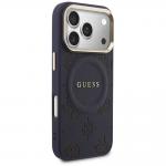 Husa Guess Peony Hot Stamp cu MagSafe compatibila cu iPhone 17 Pro, Albastru 5 - lerato.ro