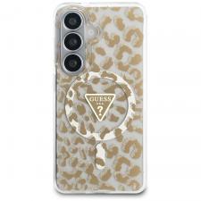 Husa Guess IML Leopard Print Triangle cu MagSafe compatibila cu Samsung Galaxy S26, Maro