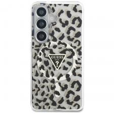 Husa Guess IML Leopard Print Triangle cu MagSafe compatibila cu Samsung Galaxy S26, Negru
