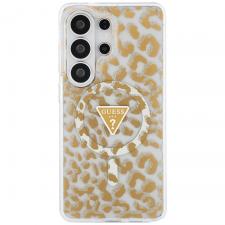 Husa Guess IML Leopard Print Triangle cu MagSafe compatibila cu Samsung Galaxy S26 Ultra, Maro