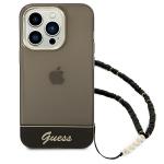 Carcasa Guess Translucent Pearl Strap compatibila cu iPhone 14 Pro Max, Negru 2 - lerato.ro