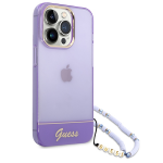 Carcasa Guess Translucent Pearl Strap compatibila cu iPhone 14 Pro Max, Mov 4 - lerato.ro