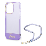 Carcasa Guess Translucent Pearl Strap compatibila cu iPhone 14 Pro Max, Mov 6 - lerato.ro