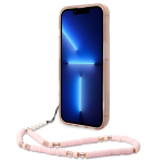 Carcasa Guess Translucent Pearl Strap compatibila cu iPhone 14 Pro Max, Roz 5 - lerato.ro