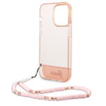 Carcasa Guess Translucent Pearl Strap compatibila cu iPhone 14 Pro Max, Roz 7 - lerato.ro