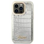 Carcasa Guess Croco Collection compatibila cu iPhone 14 Pro Max, Silver 2 - lerato.ro