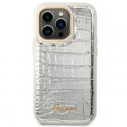 Carcasa Guess Croco Collection compatibila cu iPhone 14 Pro Max, Silver