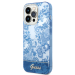 Carcasa Guess Porcelain Collection compatibila cu iPhone 14 Pro Max, Albastru 3 - lerato.ro