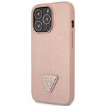 Carcasa Guess Saffiano Triangle Logo compatibila cu iPhone 14 Pro Max, Roz 3 - lerato.ro
