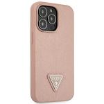 Carcasa Guess Saffiano Triangle Logo compatibila cu iPhone 14 Pro Max, Roz 5 - lerato.ro