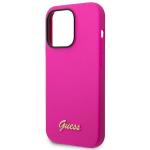 Carcasa Guess Silicone Vintage Gold Logo compatibila cu iPhone 14 Pro Max, Fucsia 7 - lerato.ro