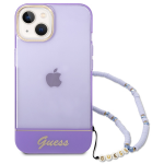 Carcasa Guess Translucent Pearl Strap compatibila cu iPhone 14 Plus / 15 Plus, Mov 2 - lerato.ro