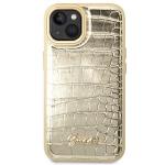 Carcasa Guess Croco Collection compatibila cu iPhone 14 Plus / 15 Plus, Gold 2 - lerato.ro