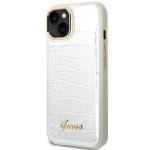 Carcasa Guess Croco Collection compatibila cu iPhone 14 Plus / 15 Plus, Silver 3 - lerato.ro