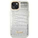 Carcasa Guess Croco Collection compatibila cu iPhone 14 Plus / 15 Plus, Silver 2 - lerato.ro