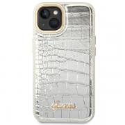 Carcasa Guess Croco Collection compatibila cu iPhone 14 Plus / 15 Plus, Silver