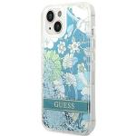 Carcasa Guess Flower Liquid Glitter compatibila cu iPhone 14 Plus / 15 Plus, Verde 3 - lerato.ro