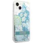 Carcasa Guess Flower Liquid Glitter compatibila cu iPhone 14 Plus / 15 Plus, Verde 5 - lerato.ro