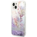 Carcasa Guess Flower Liquid Glitter compatibila cu iPhone 14 Plus / 15 Plus, Violet 3 - lerato.ro
