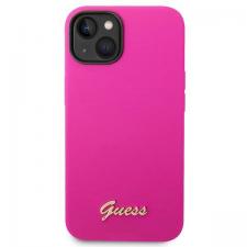 Carcasa Guess Silicone Vintage Gold Logo compatibila cu iPhone 14 Plus / 15 Plus, Fucsia
