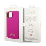 Carcasa Guess Silicone Vintage Gold Logo compatibila cu iPhone 14 Plus / 15 Plus, Fucsia 9 - lerato.ro