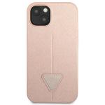 Carcasa Guess Saffiano Triangle Logo compatibila cu iPhone 14 Plus / 15 Plus, Roz 2 - lerato.ro