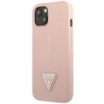 Carcasa Guess Saffiano Triangle Logo compatibila cu iPhone 14 Plus / 15 Plus, Roz 4 - lerato.ro