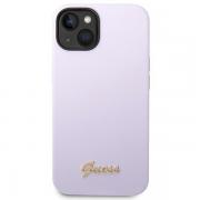 Carcasa Guess Silicone Vintage Gold Logo compatibila cu iPhone 14 Plus / 15 Plus, Mov