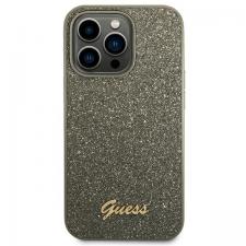 Husa Guess Glitter Script compatibila cu iPhone 14 Pro, Verde