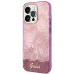 Husa Guess Jungle Collection compatibila cu iPhone 14 Pro, Roz 3 - lerato.ro