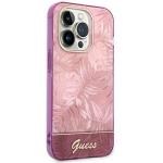 Husa Guess Jungle Collection compatibila cu iPhone 14 Pro, Roz 5 - lerato.ro