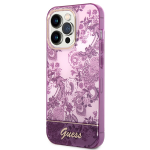 Husa Guess Porcelain Collection compatibila cu iPhone 14 Pro, Fucsia 3 - lerato.ro