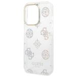 Husa Guess Peony Glitter compatibila cu iPhone 14 Pro, Transparent 7 - lerato.ro