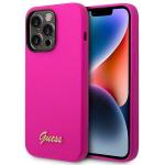 Husa Guess Silicone Vintage Gold Logo compatibila cu iPhone 14 Pro, Fucsia 4 - lerato.ro